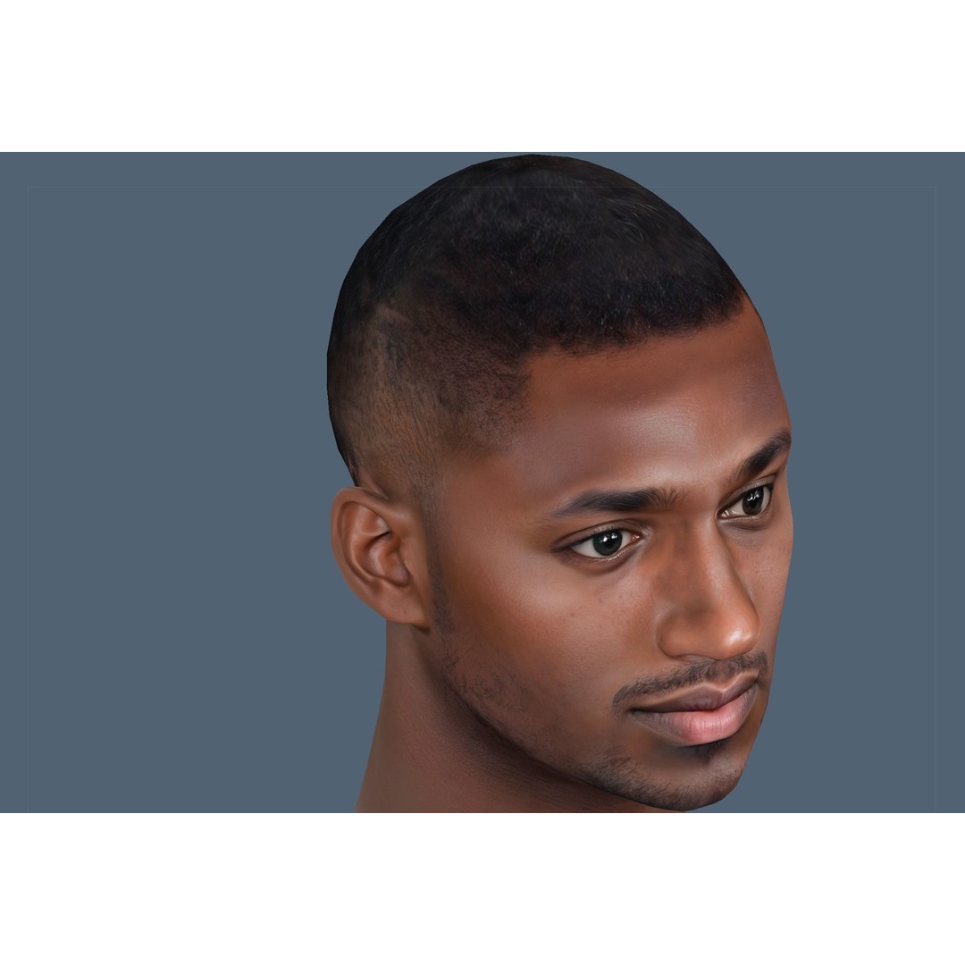 Realistic Male Head 3D Model – Low Poly Game Ready with PBR Textures - View 7