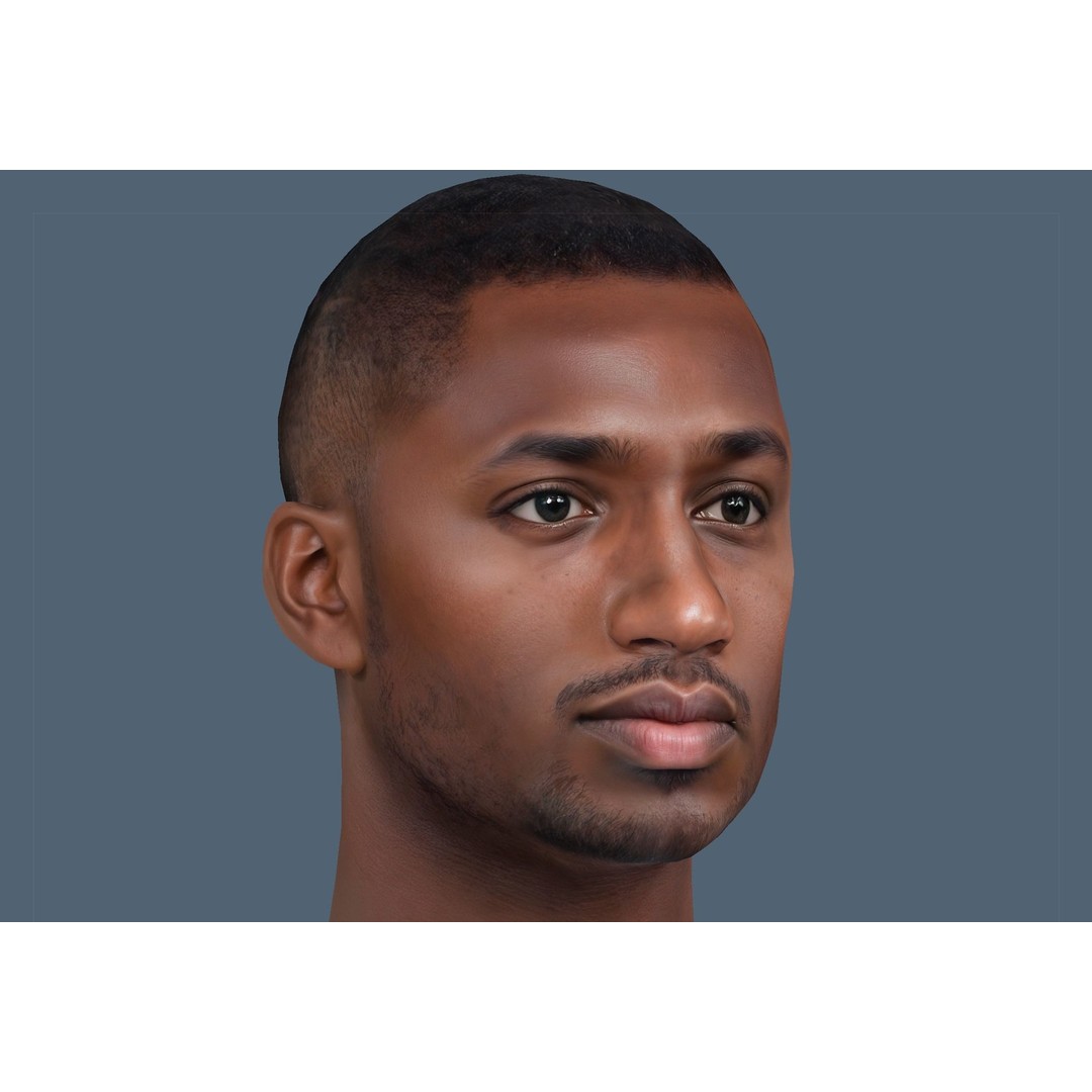 Realistic Male Head 3D Model – Low Poly Game Ready with PBR Textures - View 8