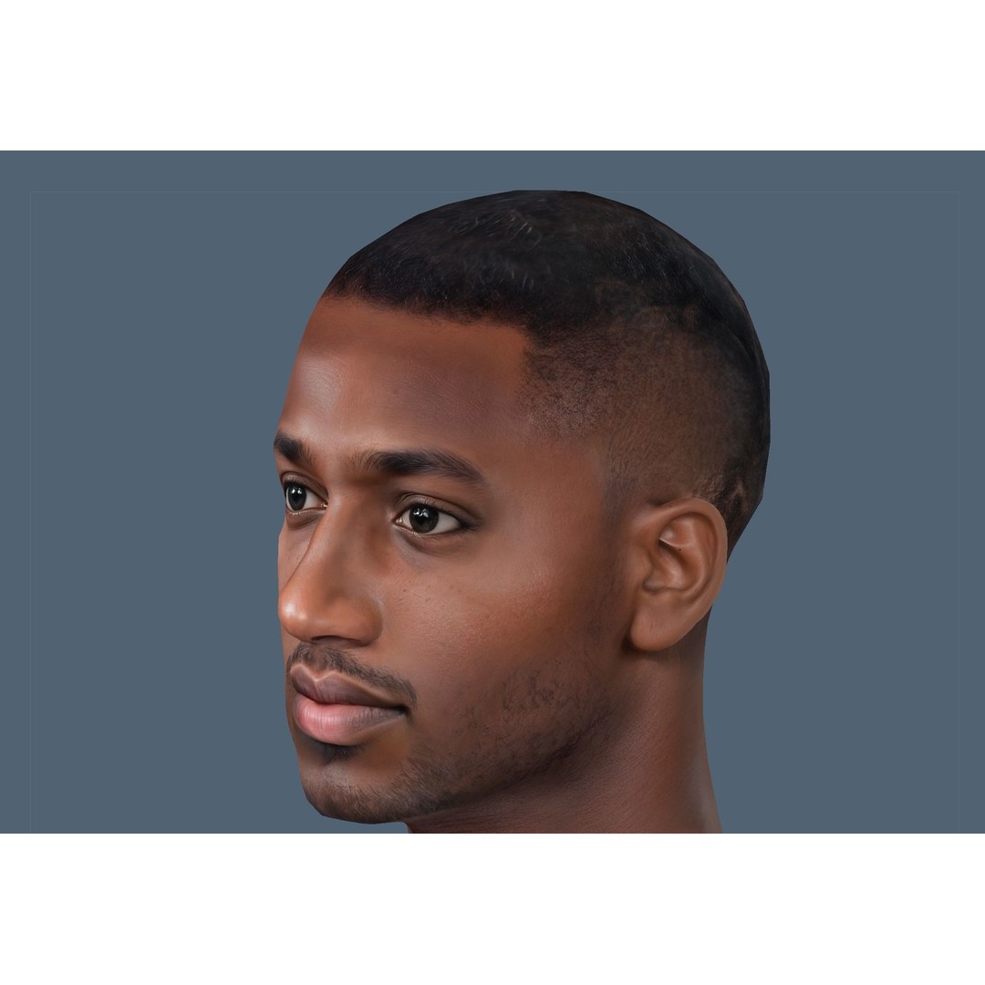 Realistic Male Head 3D Model – Low Poly Game Ready with PBR Textures - View 9