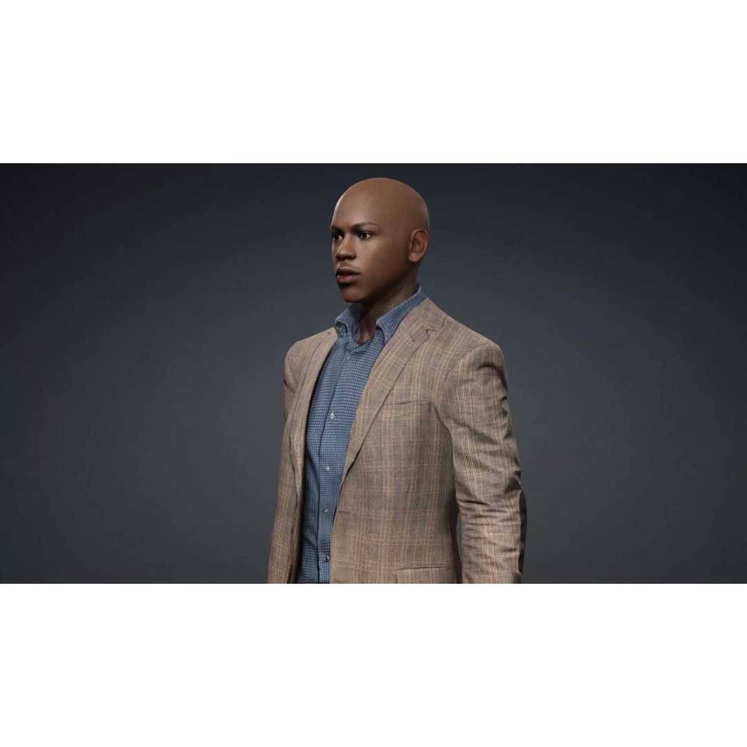 Black Male Character 3D Model – Game Ready Rigged Asset, FBX - View 10