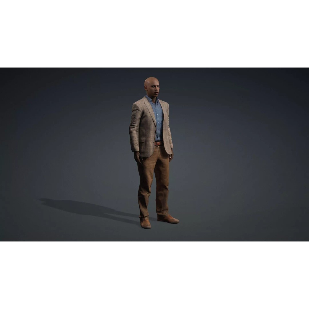 Black Male Character 3D Model – Game Ready Rigged Asset, FBX - View 11