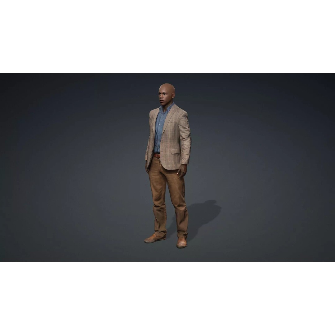 Black Male Character 3D Model – Game Ready Rigged Asset, FBX - View 12