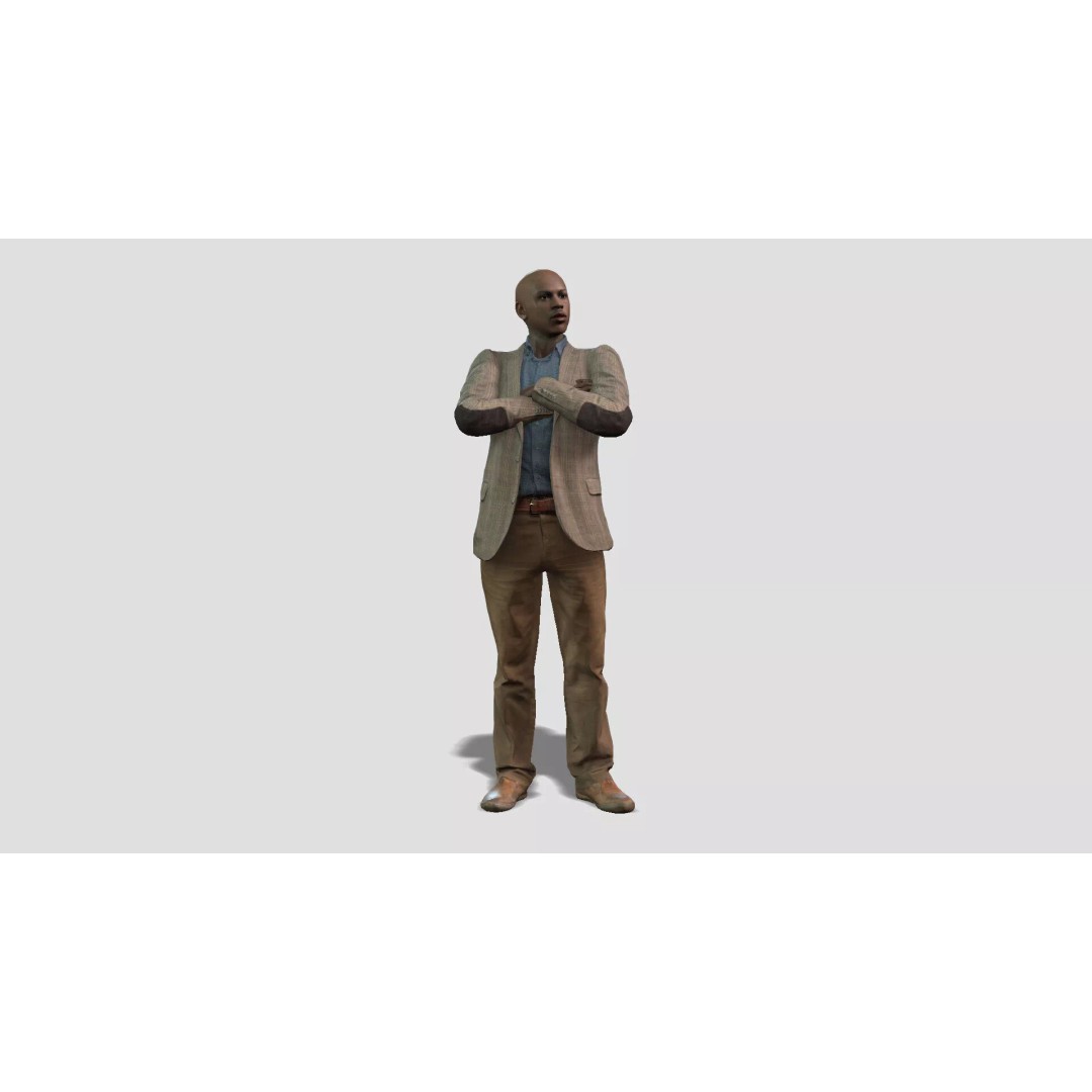 Black Male Character 3D Model – Game Ready Rigged Asset, FBX - View 2