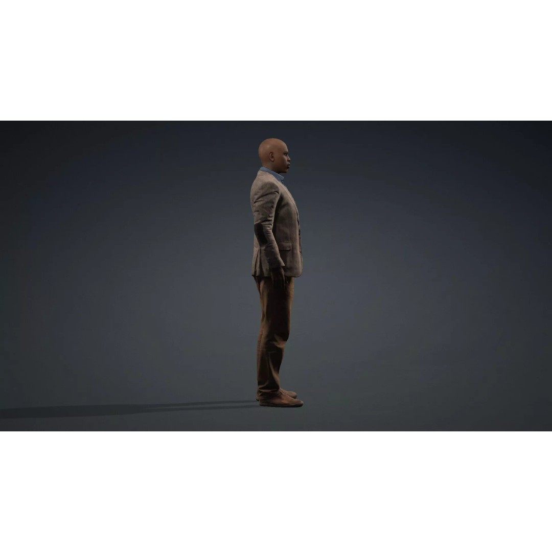 Black Male Character 3D Model – Game Ready Rigged Asset, FBX - View 4