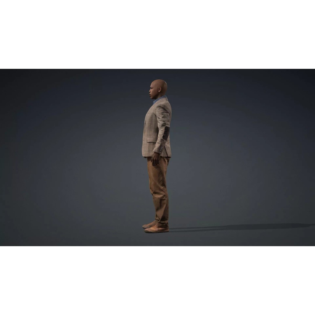 Black Male Character 3D Model – Game Ready Rigged Asset, FBX - View 5