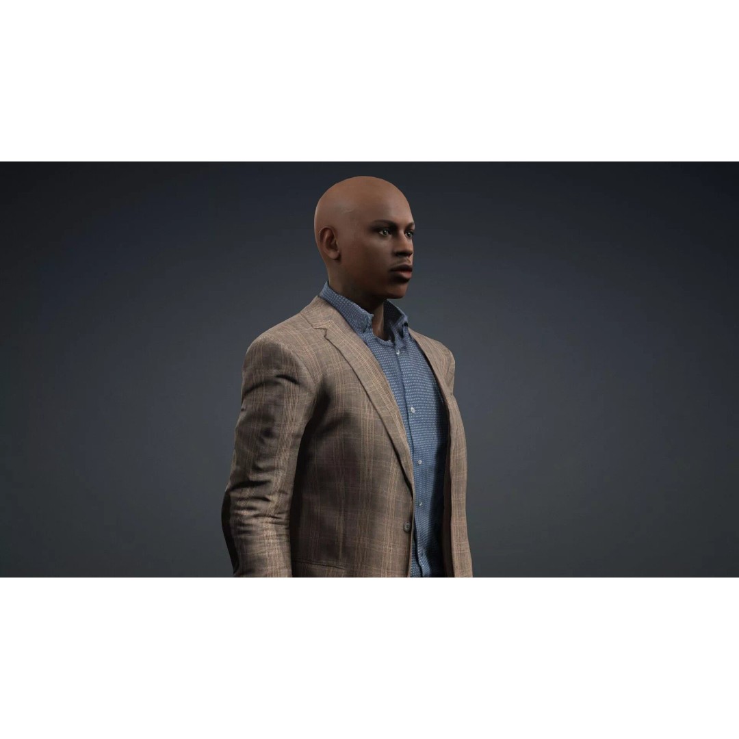 Black Male Character 3D Model – Game Ready Rigged Asset, FBX - View 9