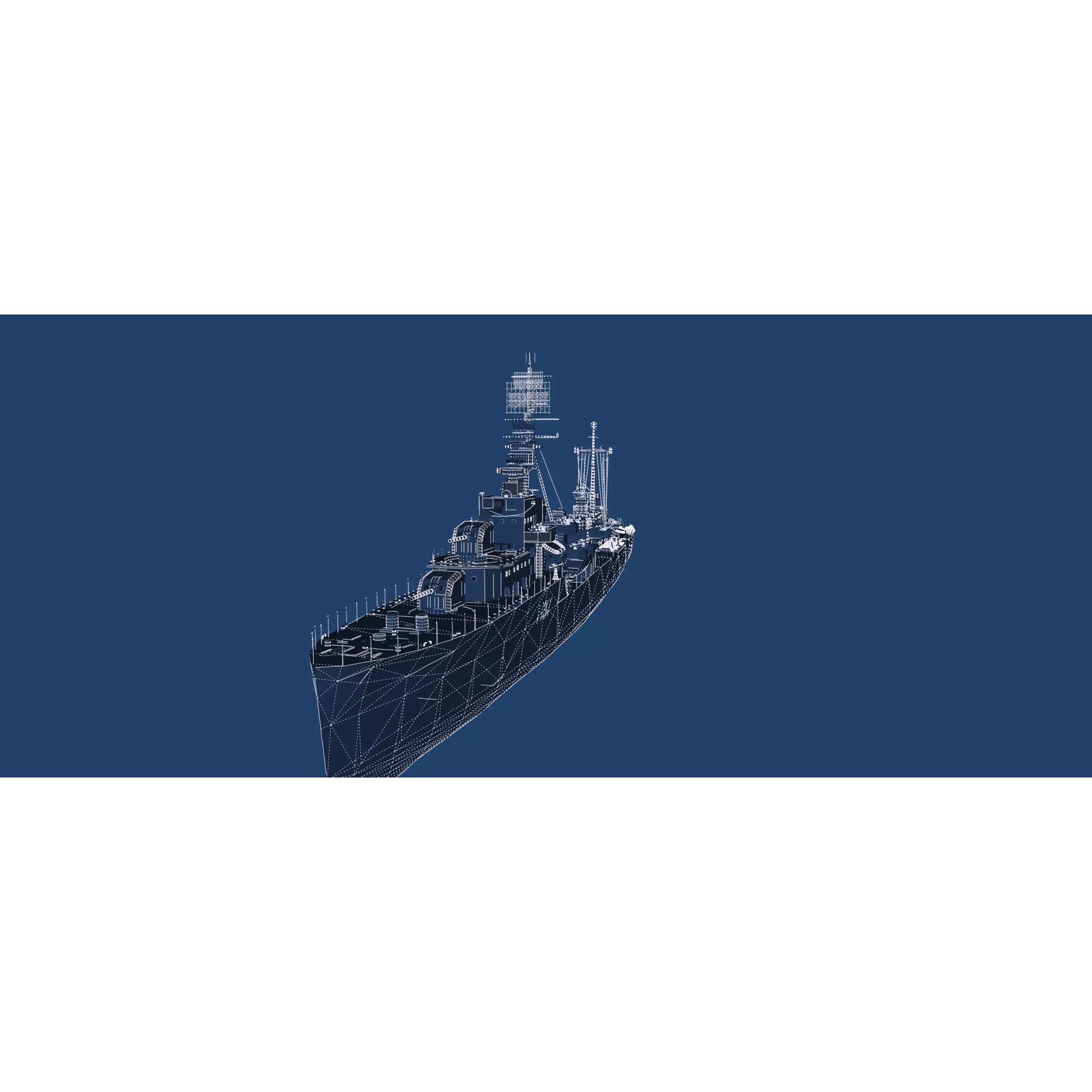 WW2 US Navy Destroyer - Game-Ready 3D Model
