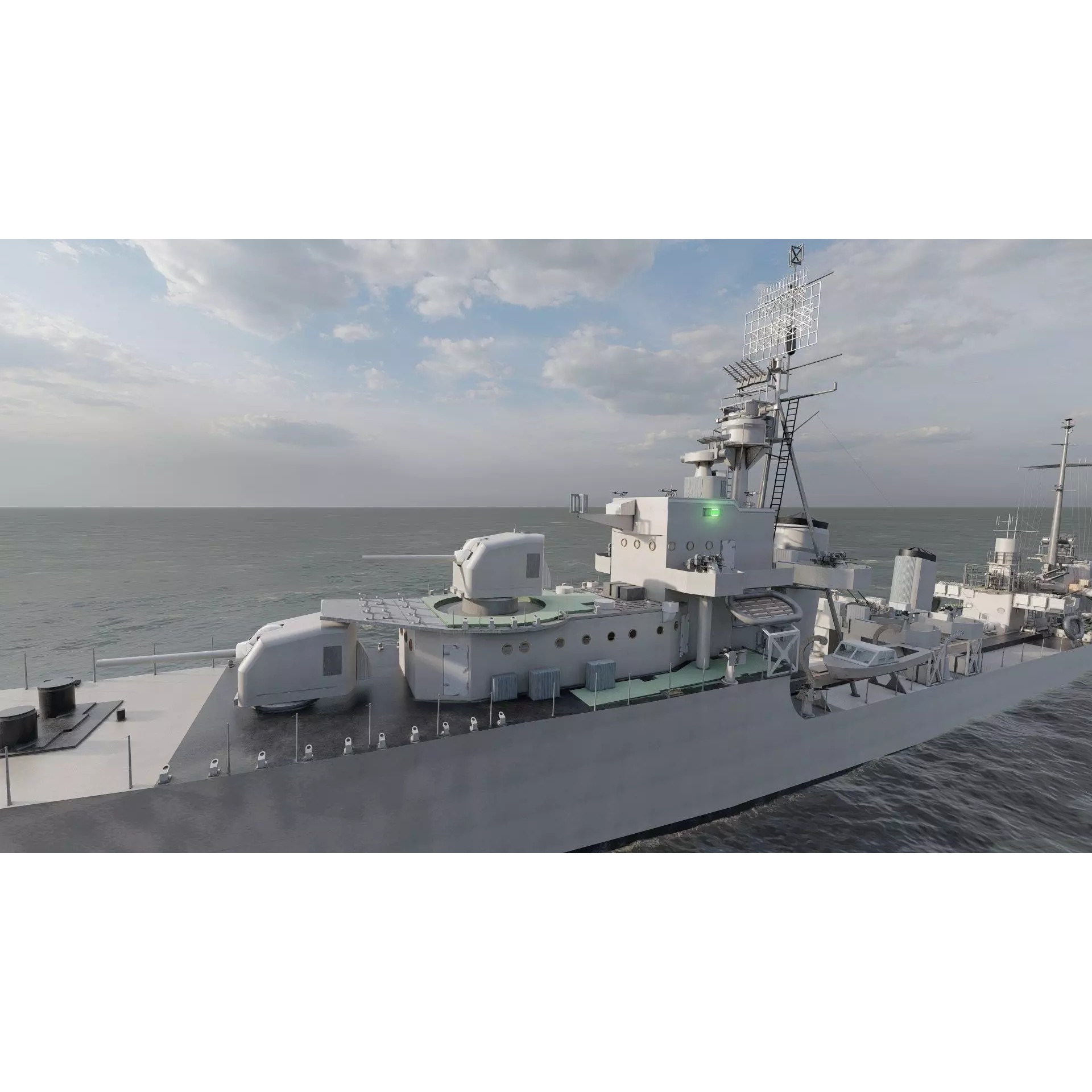 WW2 US Navy Destroyer - Game-Ready 3D Model - View 10