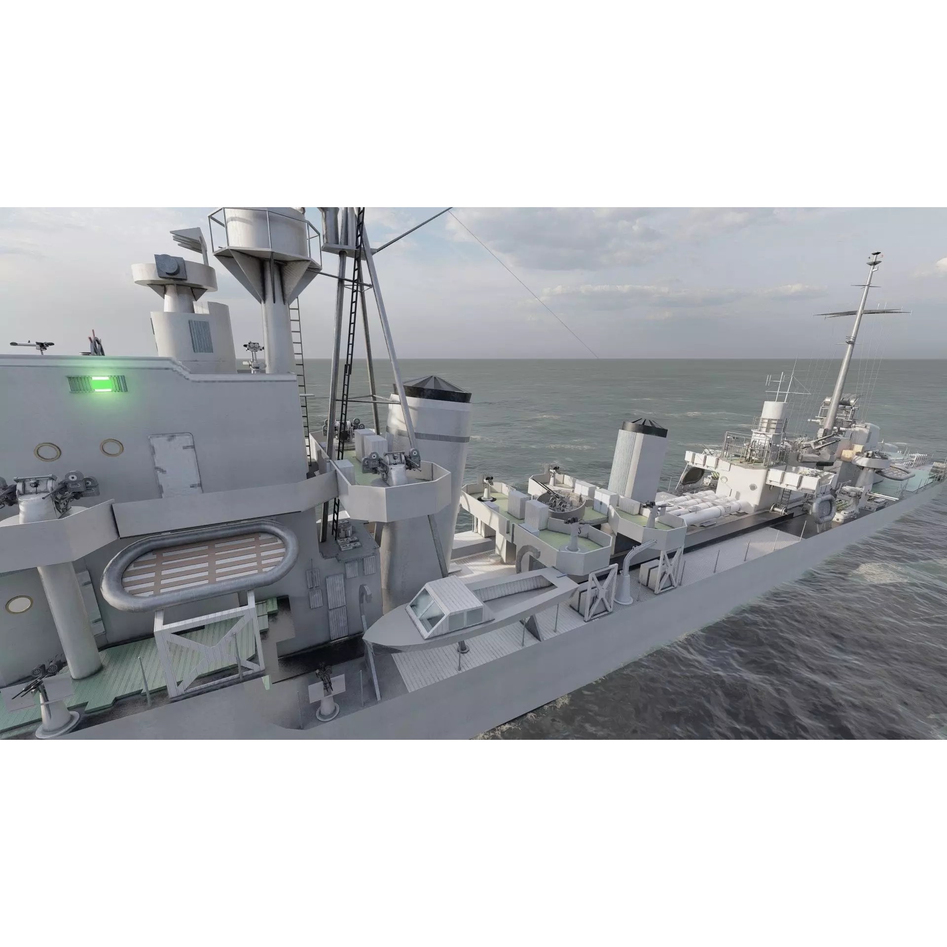 WW2 US Navy Destroyer - Game-Ready 3D Model - View 12