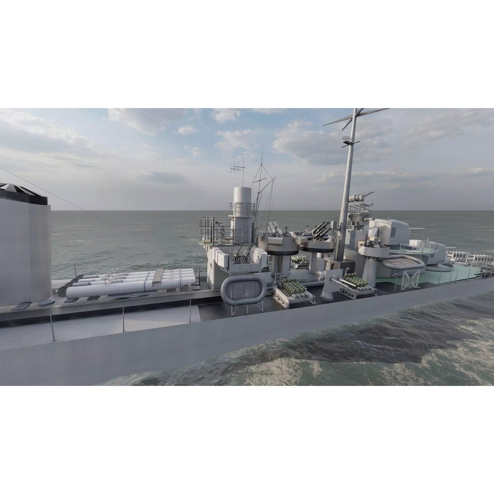 WW2 US Navy Destroyer - Game-Ready 3D Model - View 14