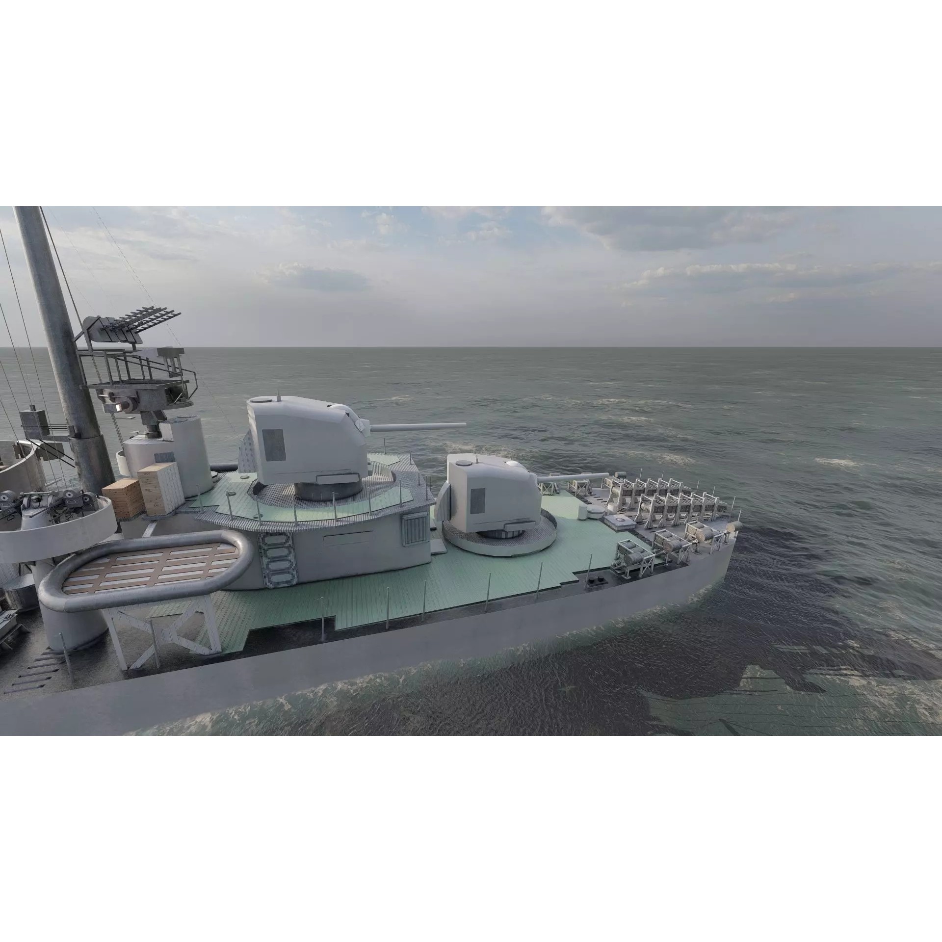 WW2 US Navy Destroyer - Game-Ready 3D Model - View 15