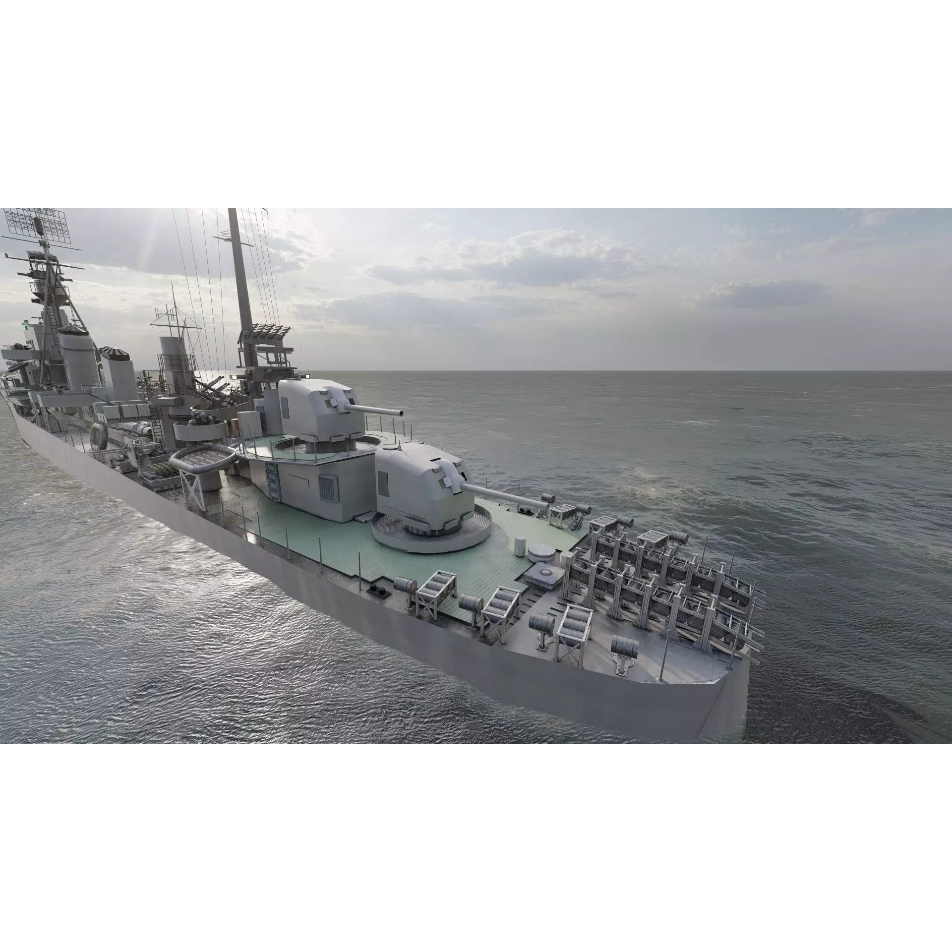 WW2 US Navy Destroyer - Game-Ready 3D Model - View 16