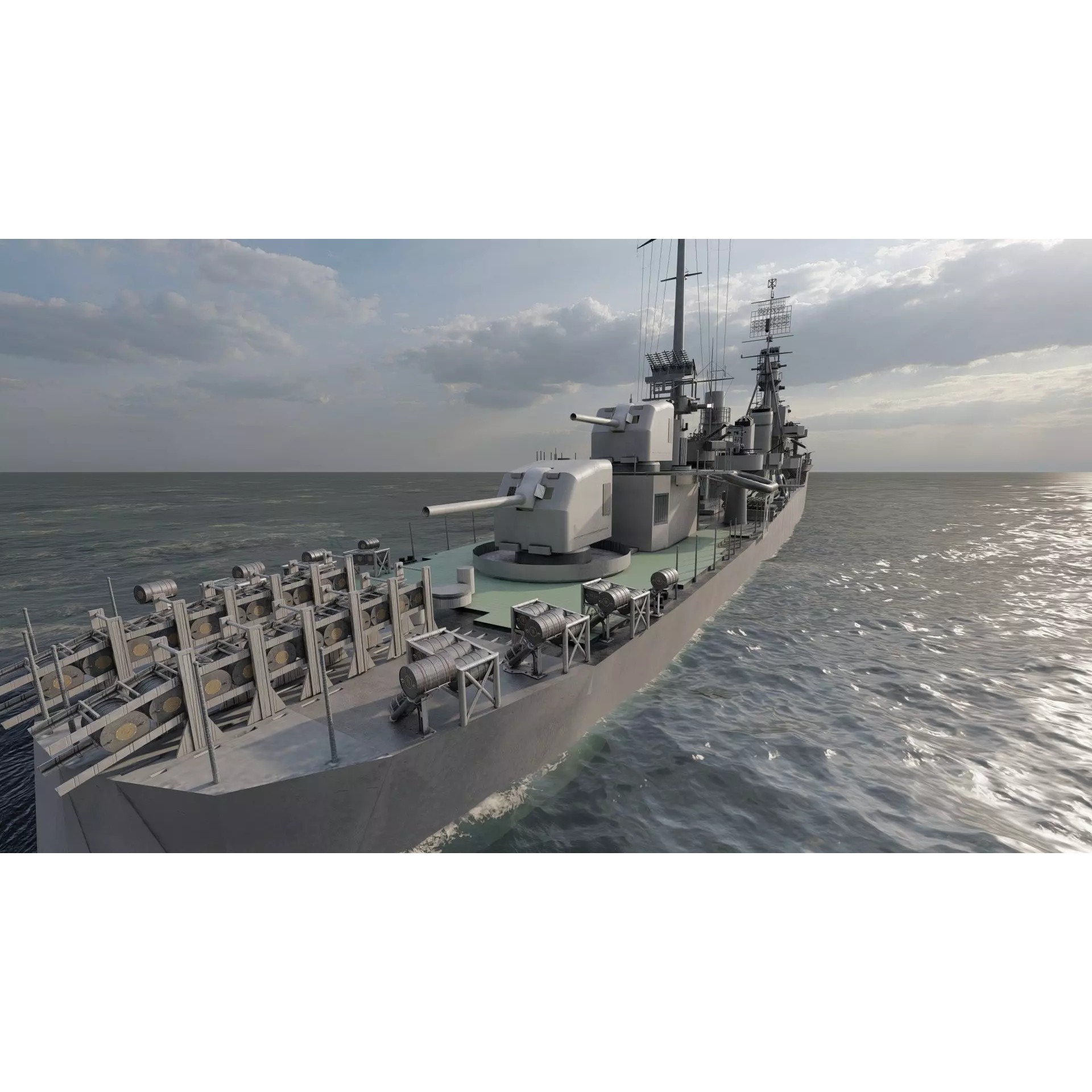 WW2 US Navy Destroyer - Game-Ready 3D Model - View 17