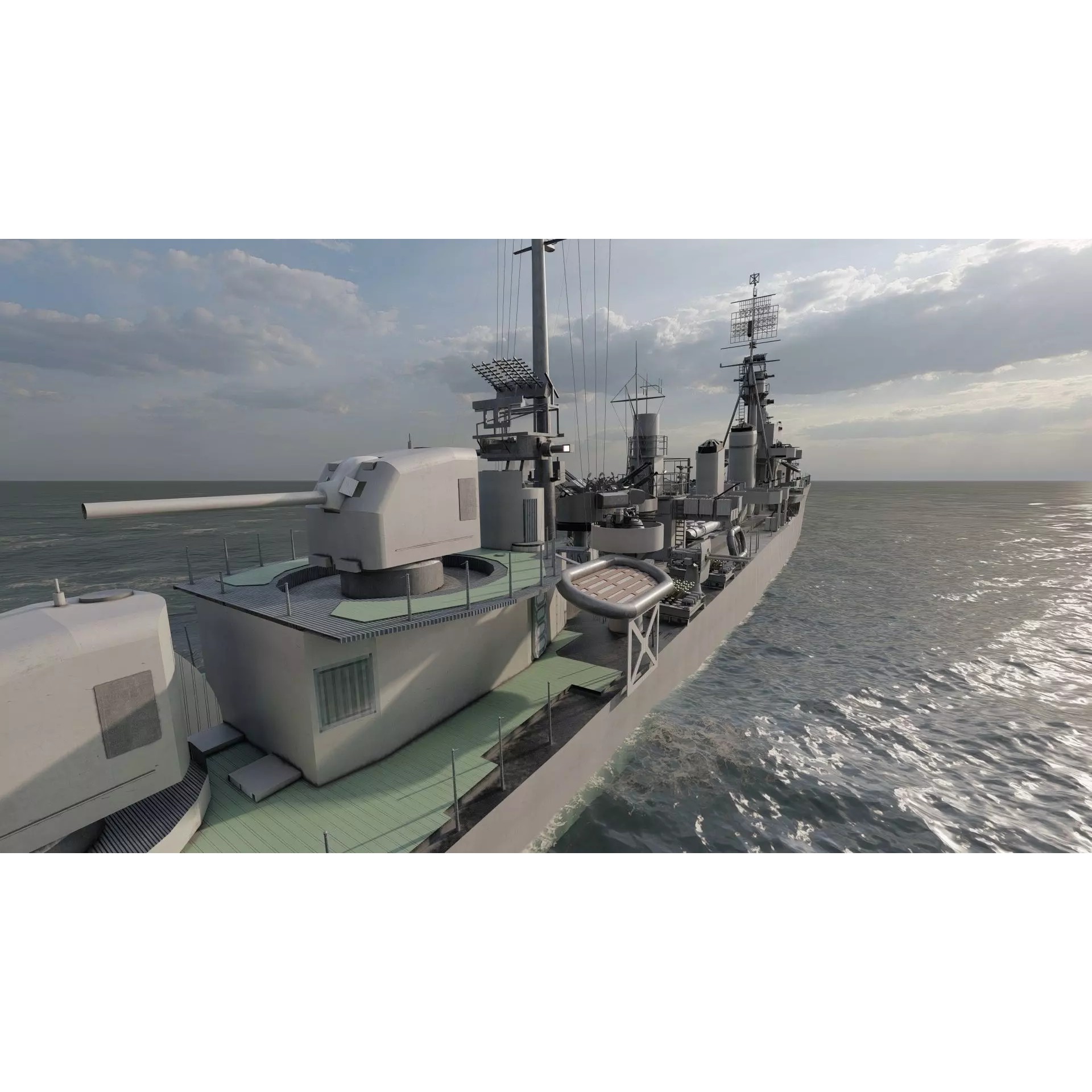WW2 US Navy Destroyer - Game-Ready 3D Model - View 18