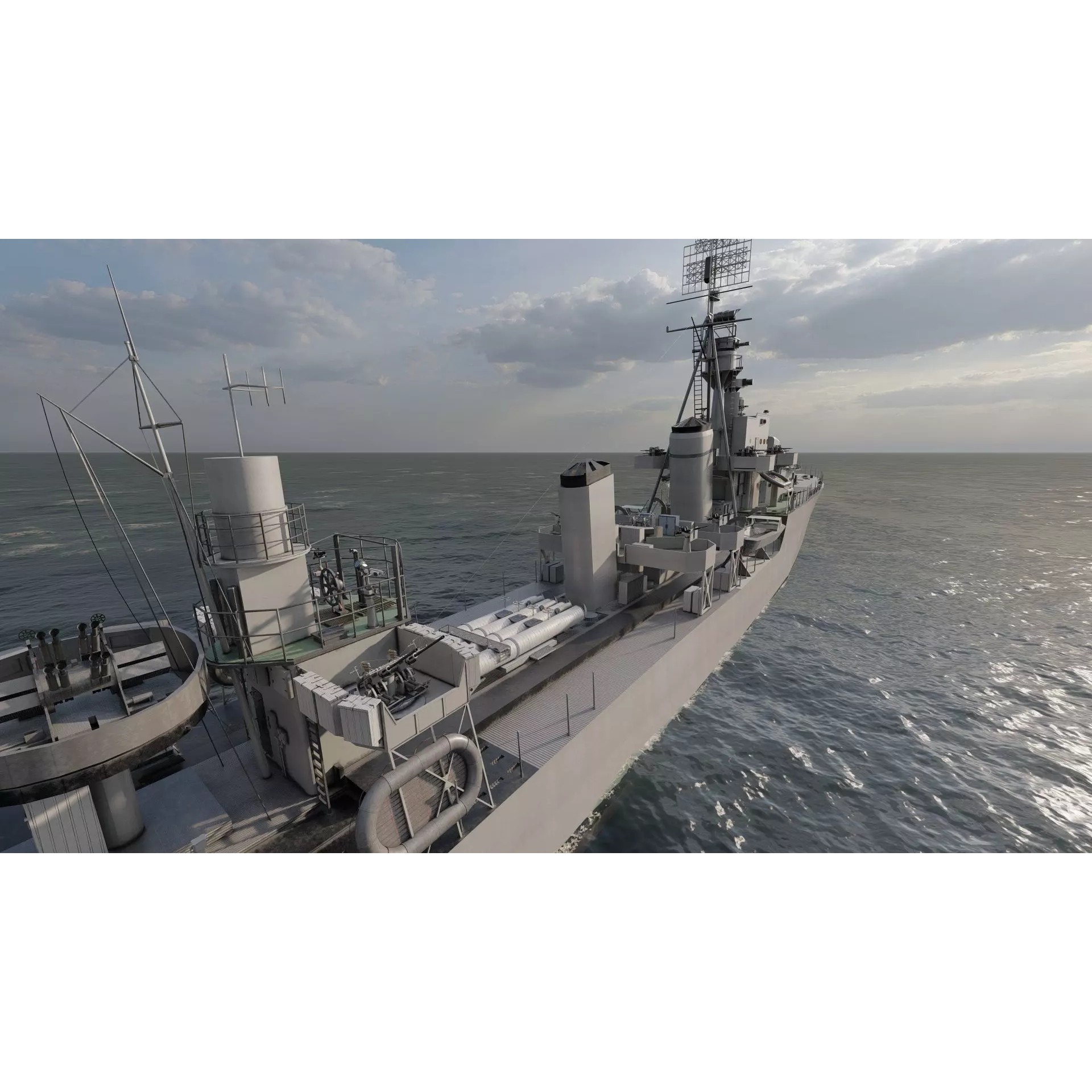 WW2 US Navy Destroyer - Game-Ready 3D Model - View 19