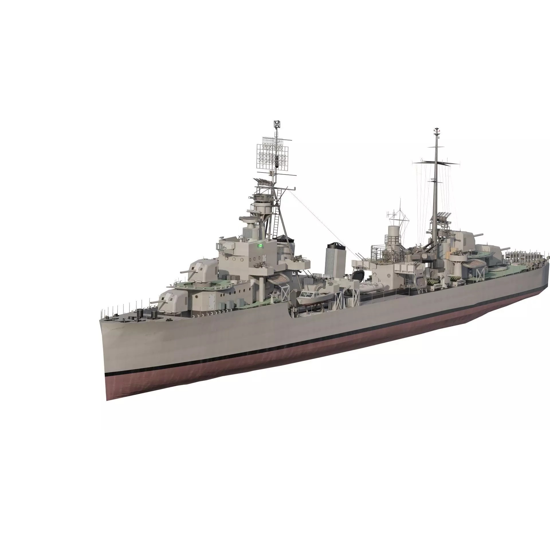 WW2 US Navy Destroyer - Game-Ready 3D Model - View 2