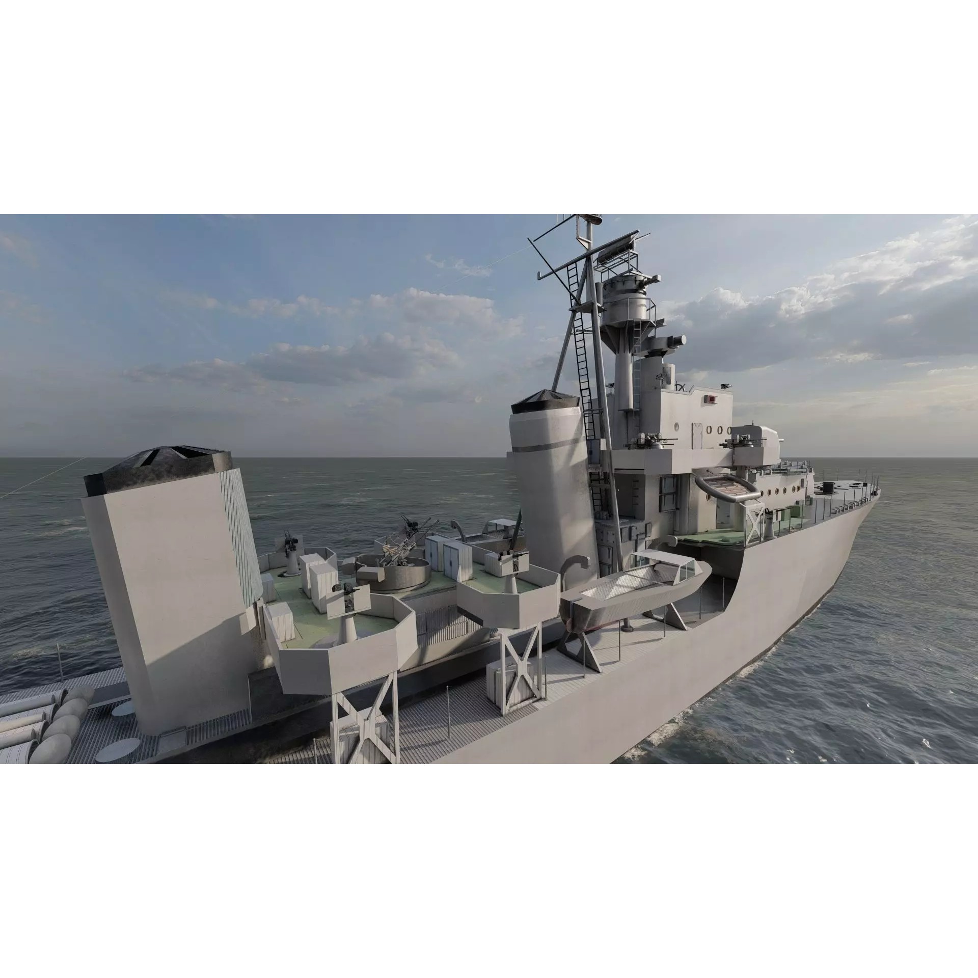WW2 US Navy Destroyer - Game-Ready 3D Model - View 20