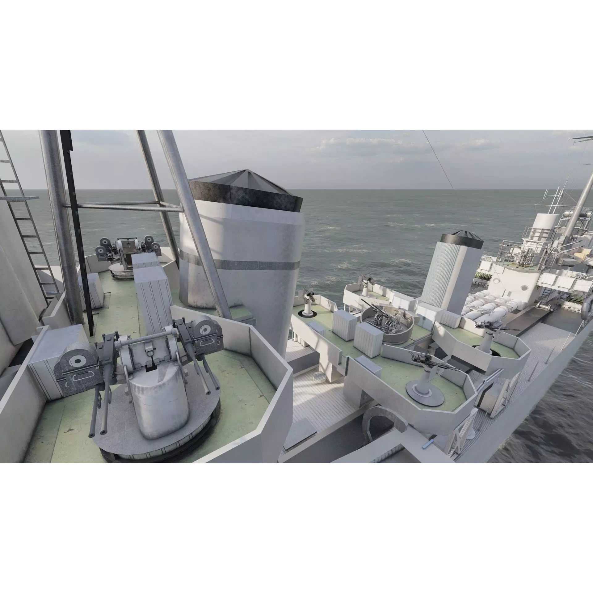 WW2 US Navy Destroyer - Game-Ready 3D Model - View 29