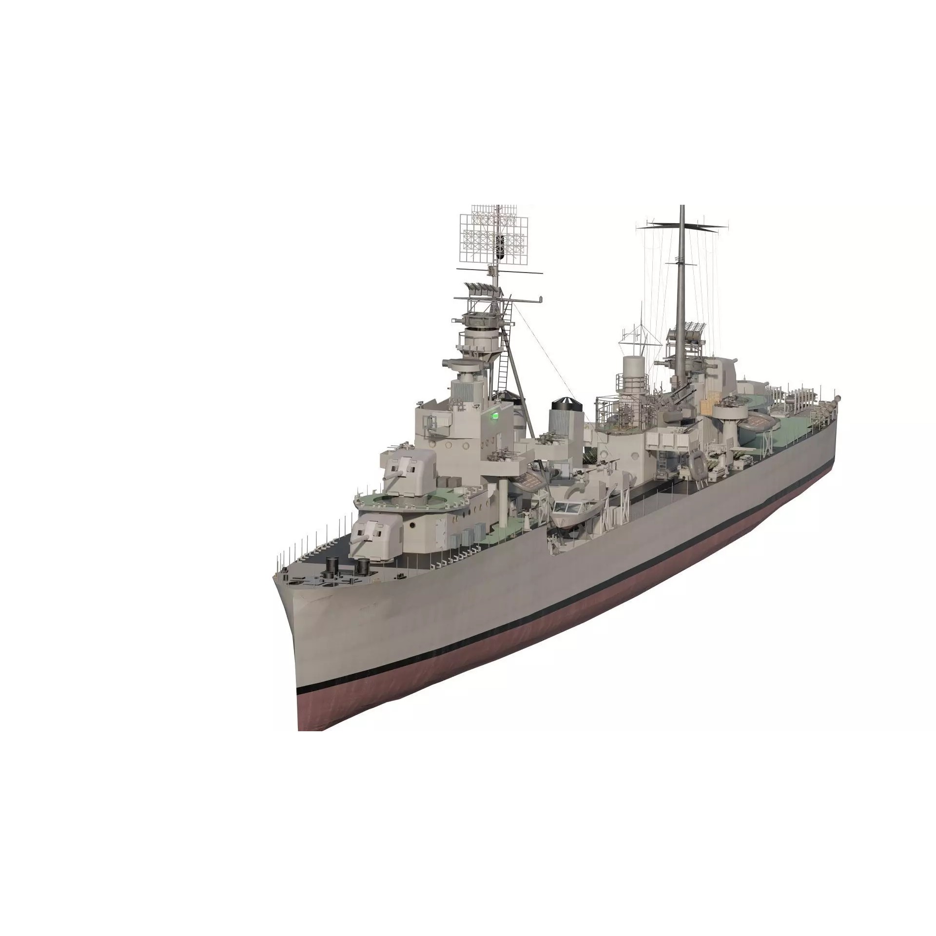 WW2 US Navy Destroyer - Game-Ready 3D Model - View 3