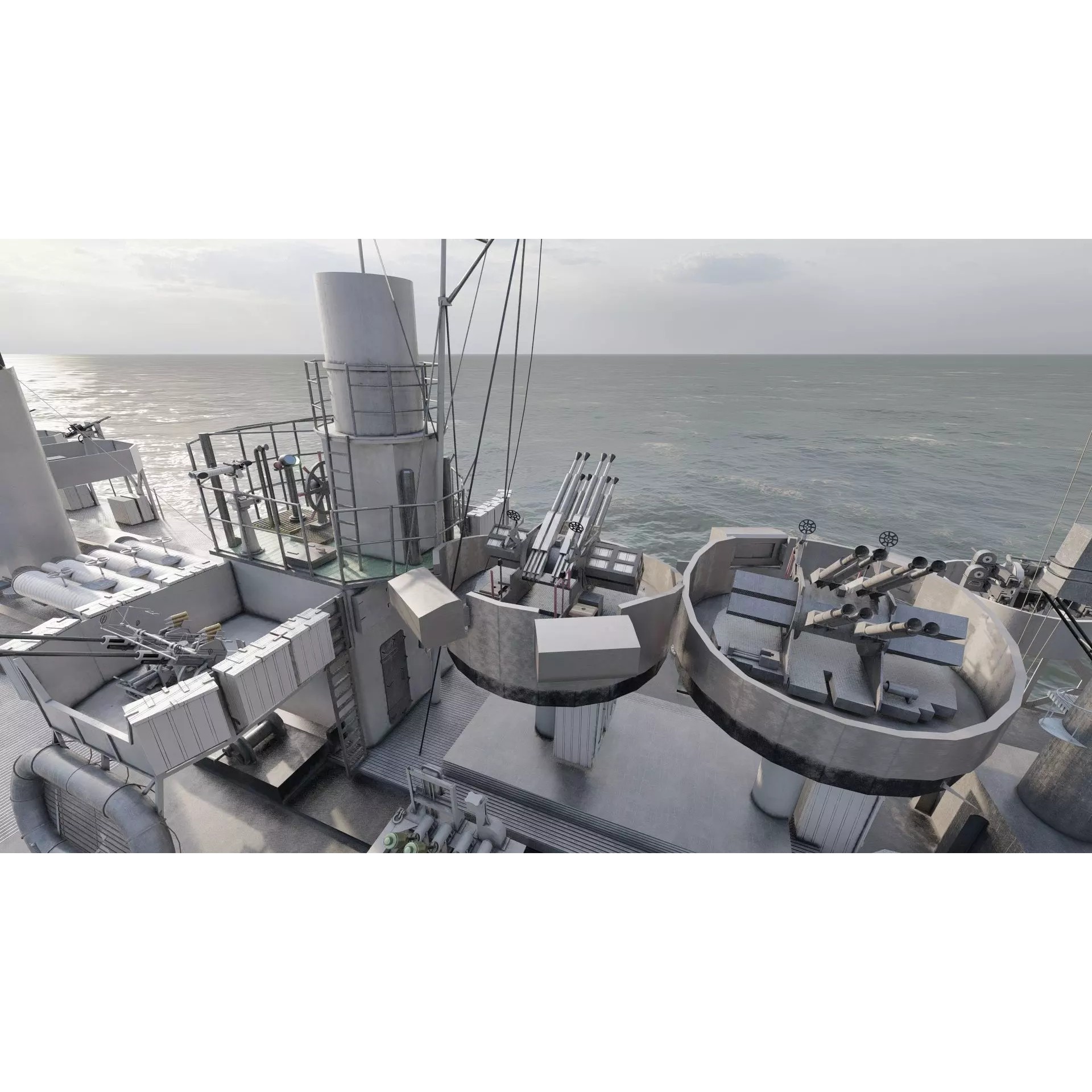 WW2 US Navy Destroyer - Game-Ready 3D Model - View 34