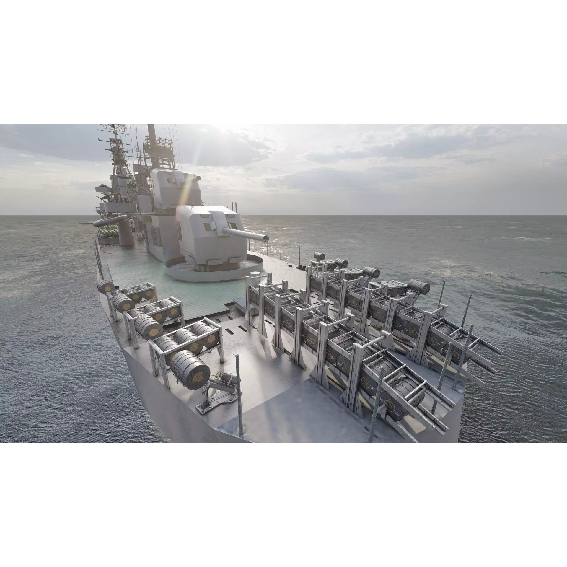WW2 US Navy Destroyer - Game-Ready 3D Model - View 38