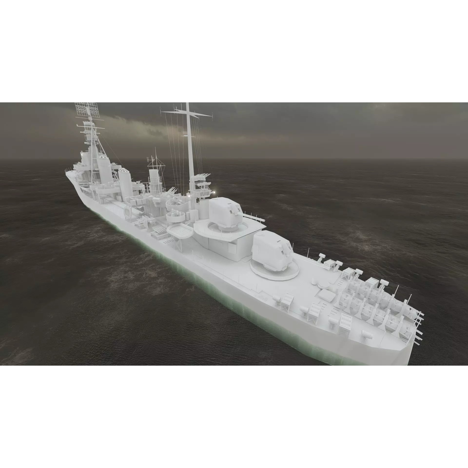 WW2 US Navy Destroyer - Game-Ready 3D Model - View 40