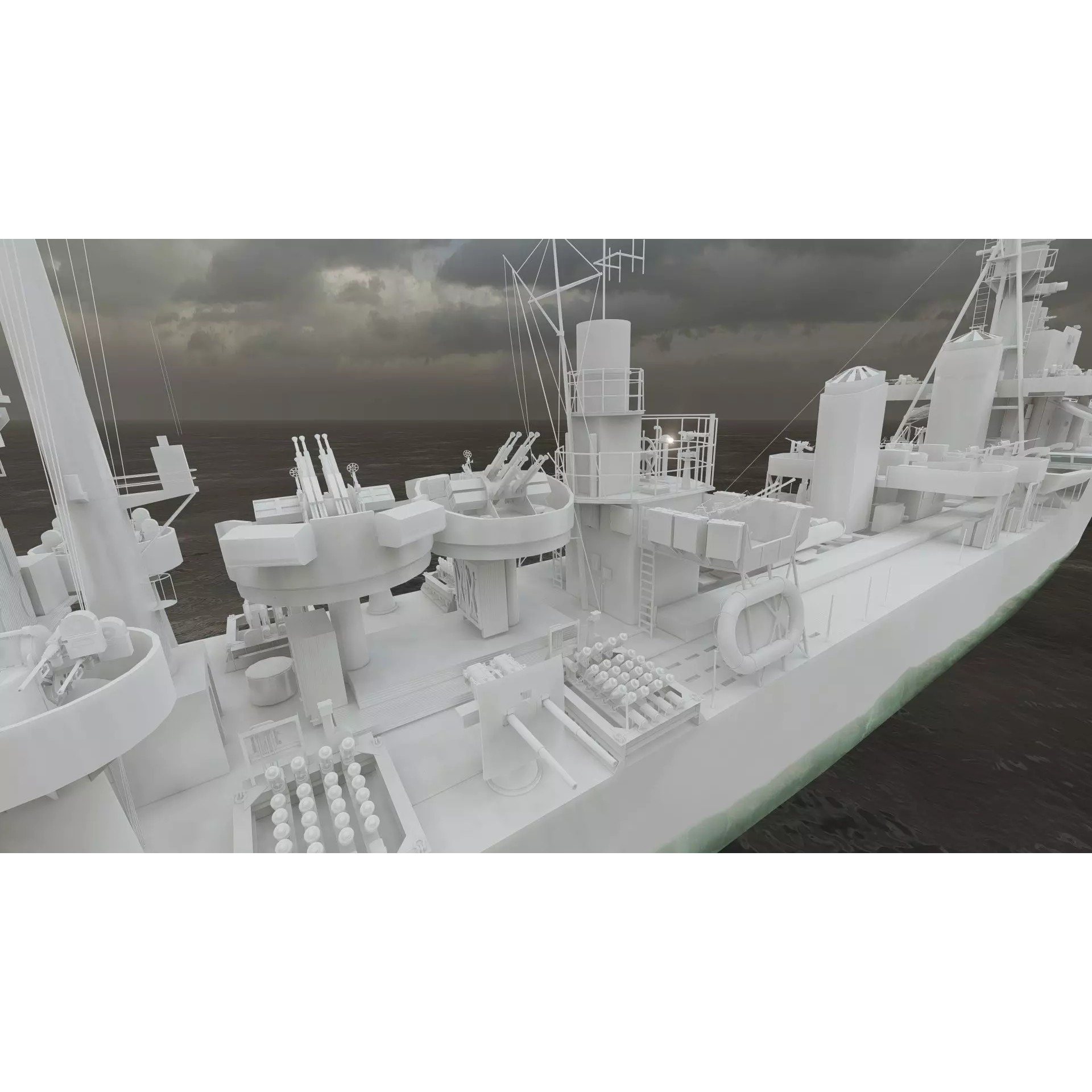 WW2 US Navy Destroyer - Game-Ready 3D Model - View 44
