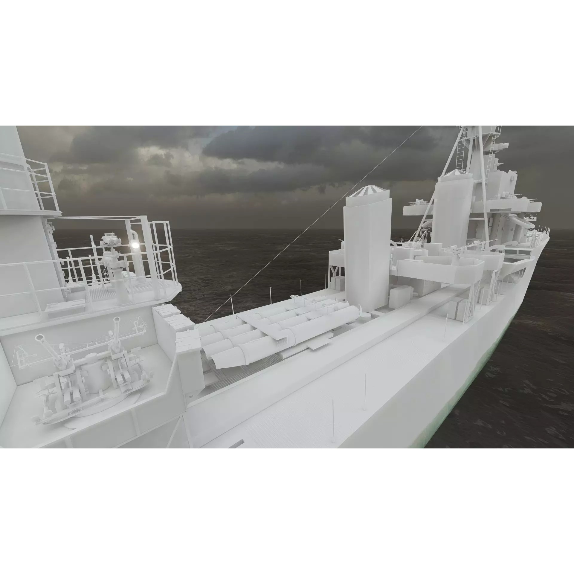 WW2 US Navy Destroyer - Game-Ready 3D Model - View 45