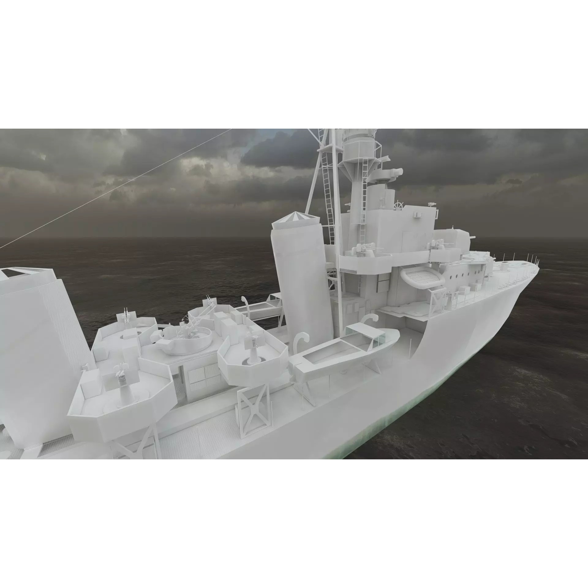 WW2 US Navy Destroyer - Game-Ready 3D Model - View 46