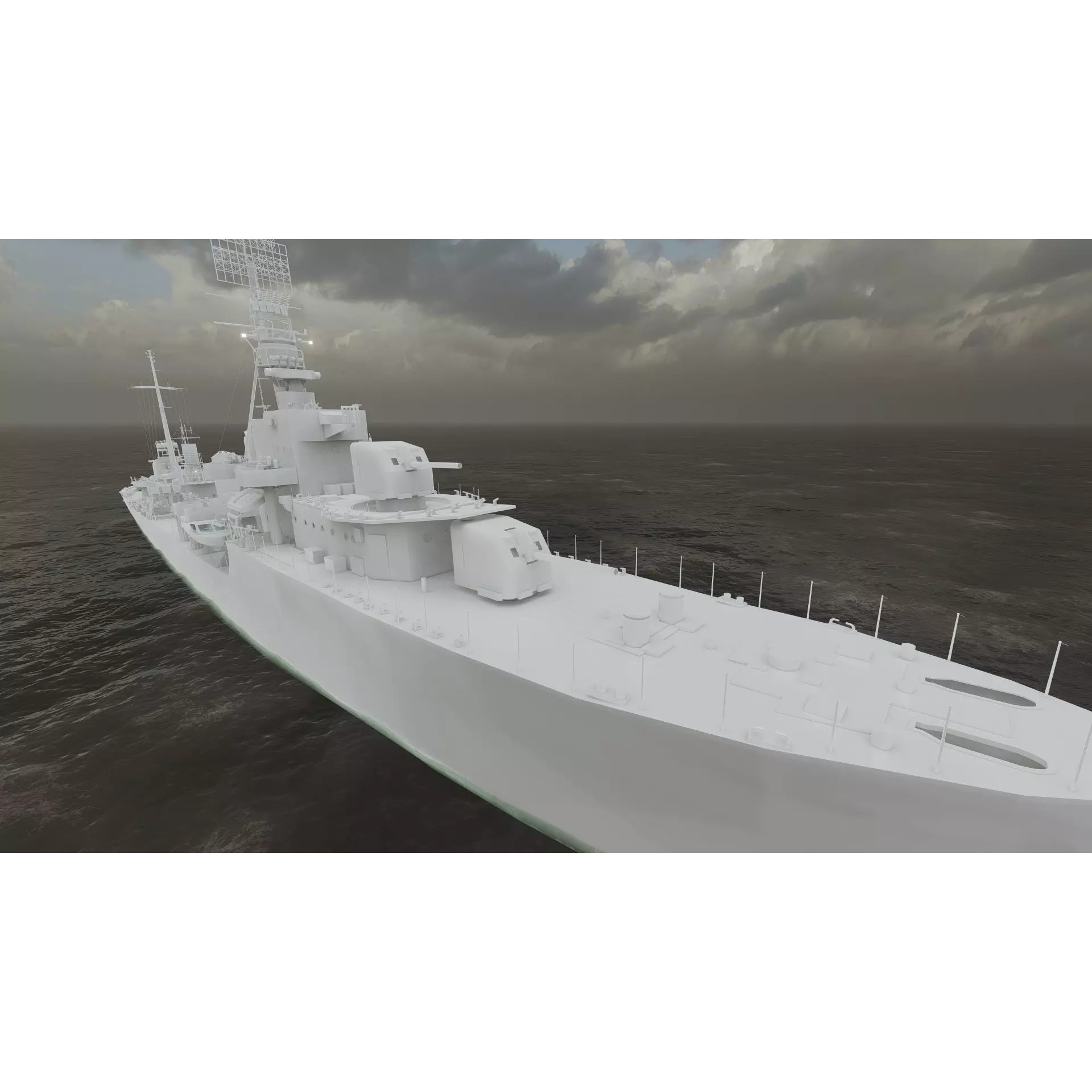 WW2 US Navy Destroyer - Game-Ready 3D Model - View 47