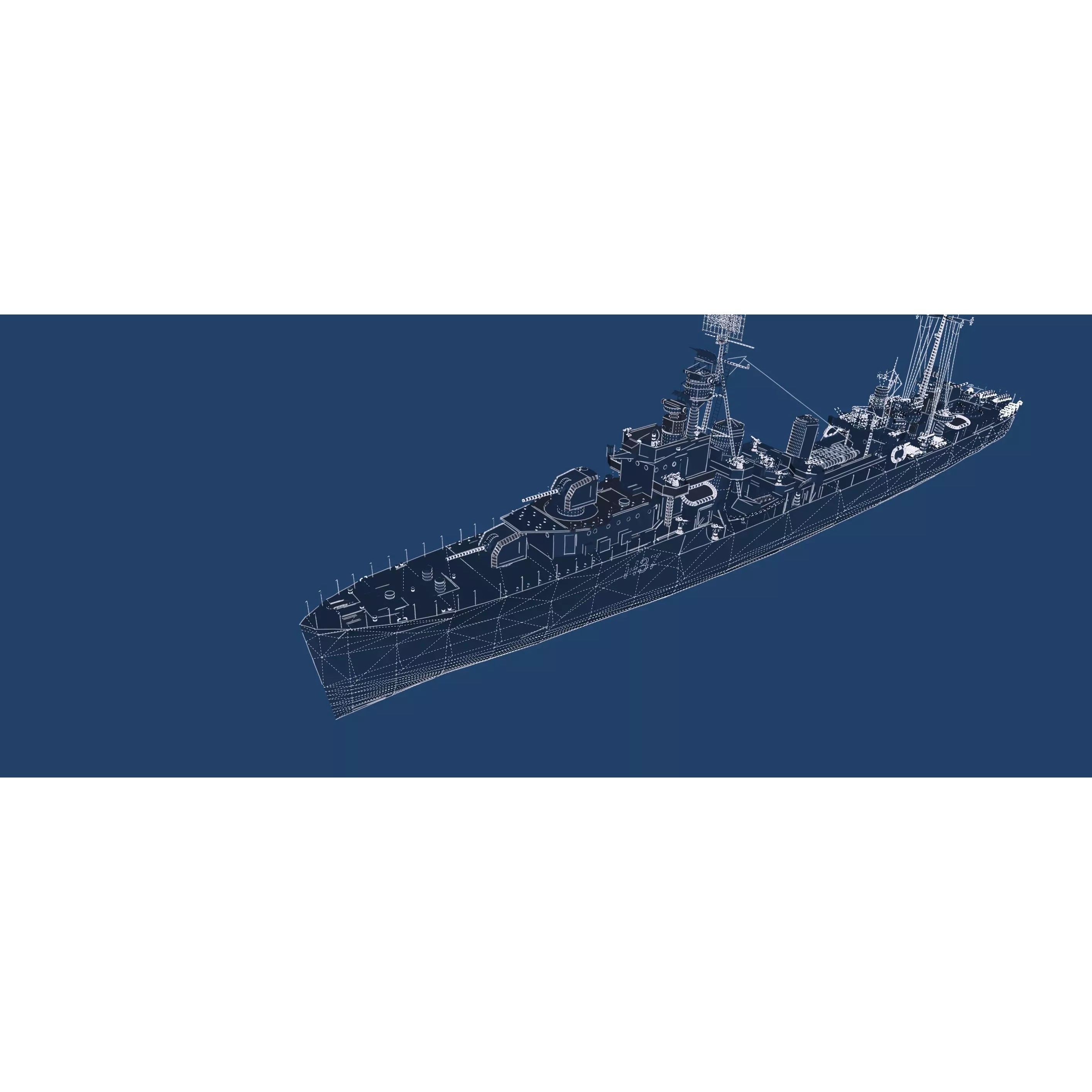 WW2 US Navy Destroyer - Game-Ready 3D Model - View 48