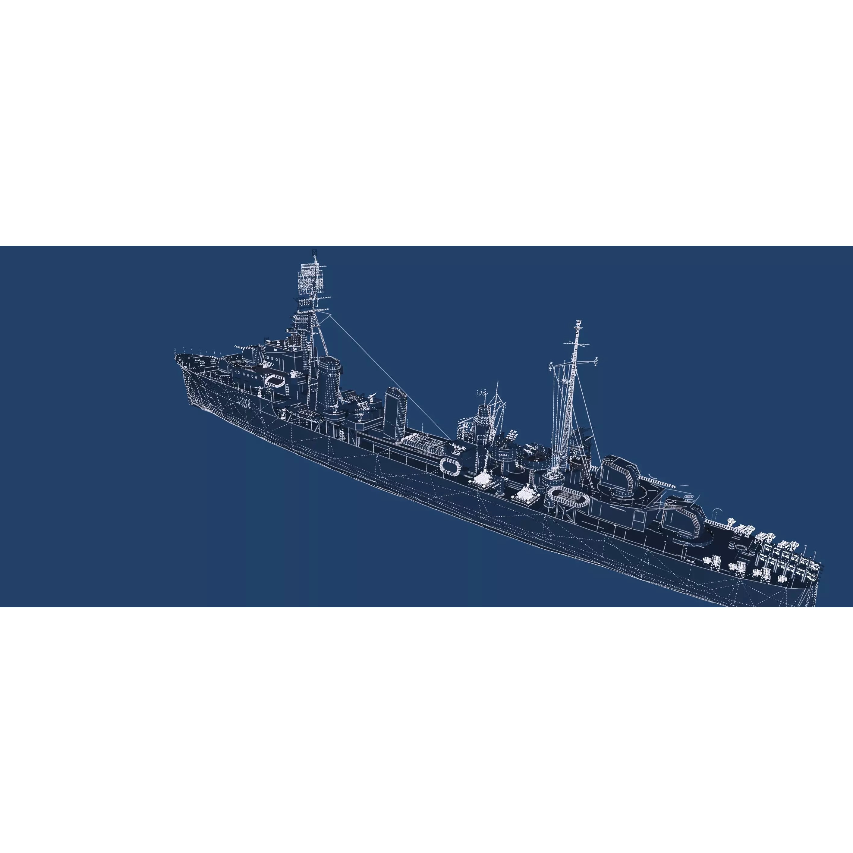 WW2 US Navy Destroyer - Game-Ready 3D Model - View 49