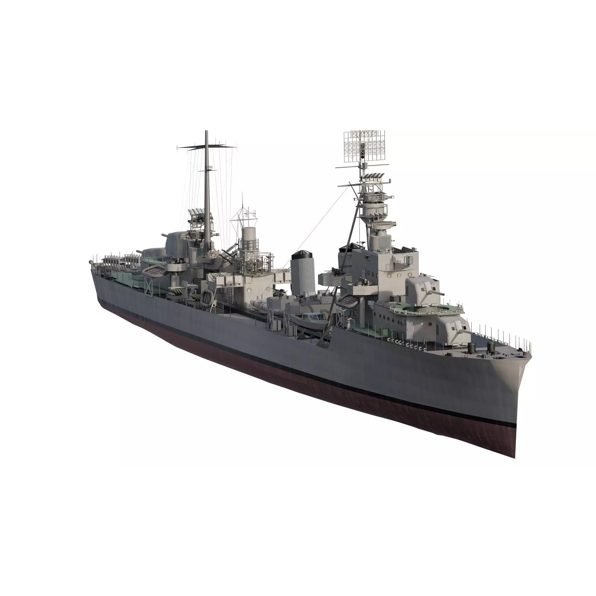 WW2 US Navy Destroyer - Game-Ready 3D Model - View 5