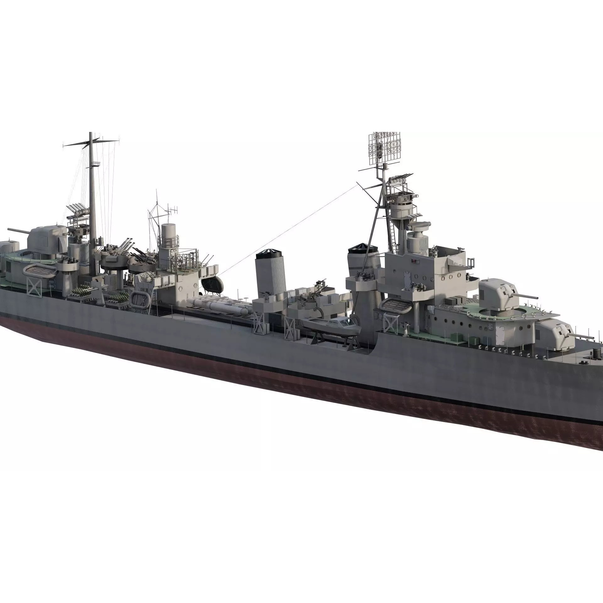 WW2 US Navy Destroyer - Game-Ready 3D Model - View 6