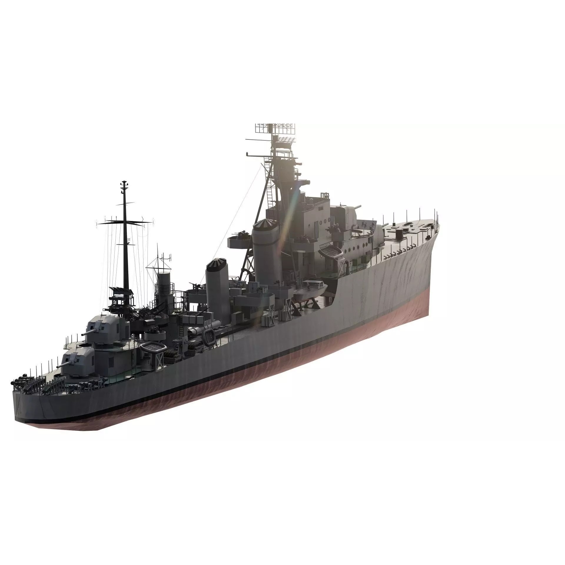 WW2 US Navy Destroyer - Game-Ready 3D Model - View 7