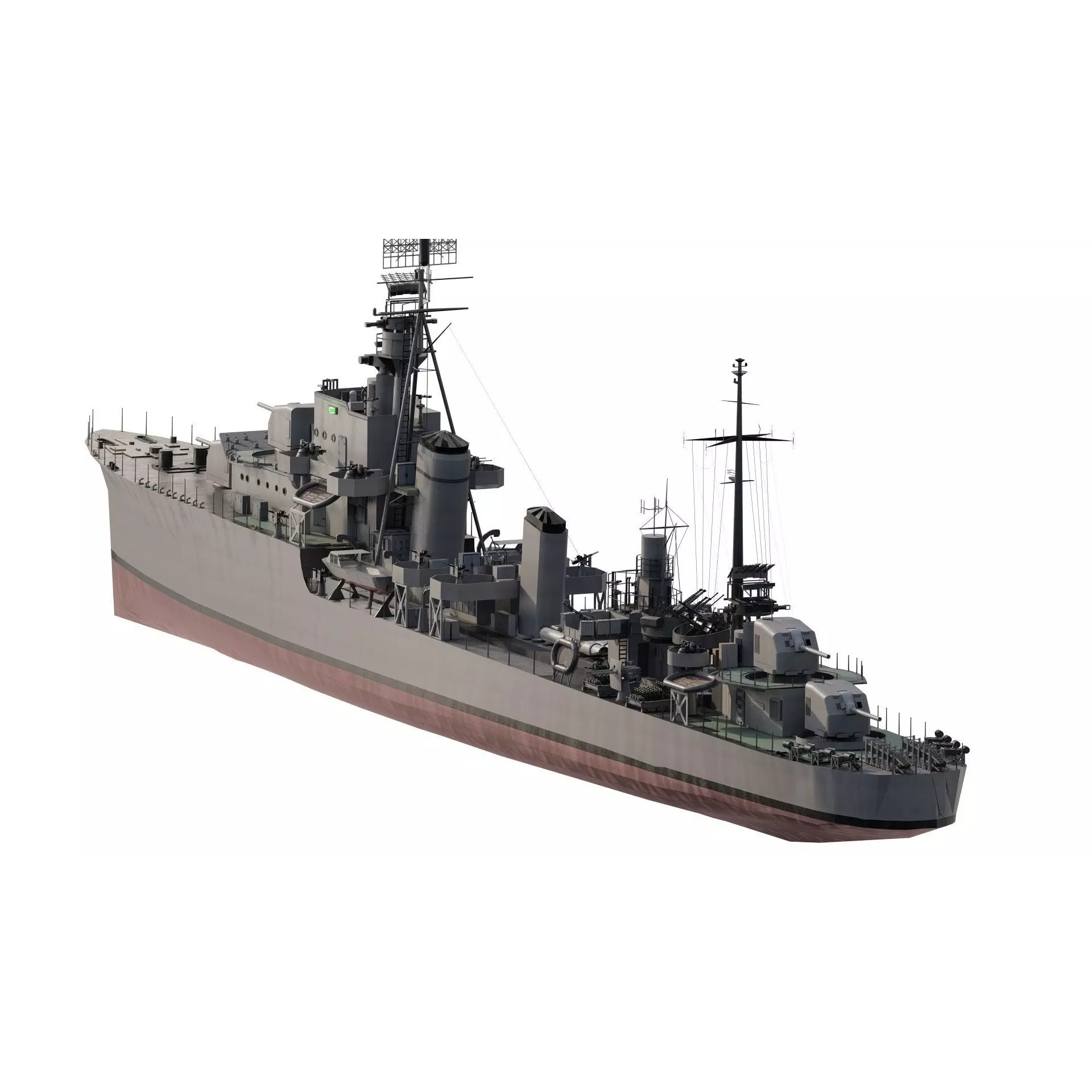 WW2 US Navy Destroyer - Game-Ready 3D Model - View 8