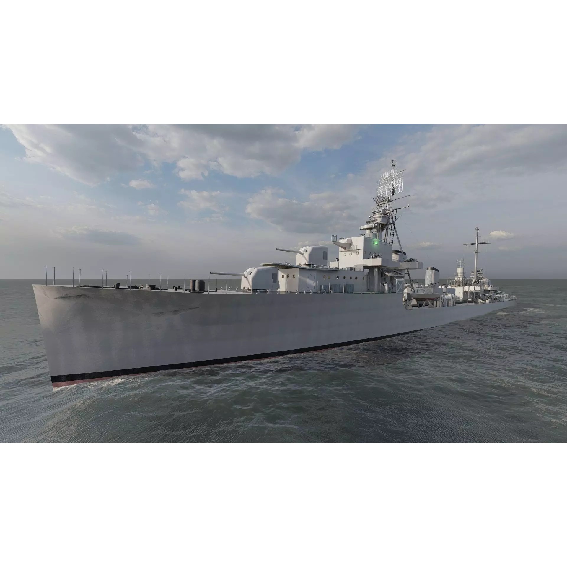 WW2 US Navy Destroyer - Game-Ready 3D Model - View 9