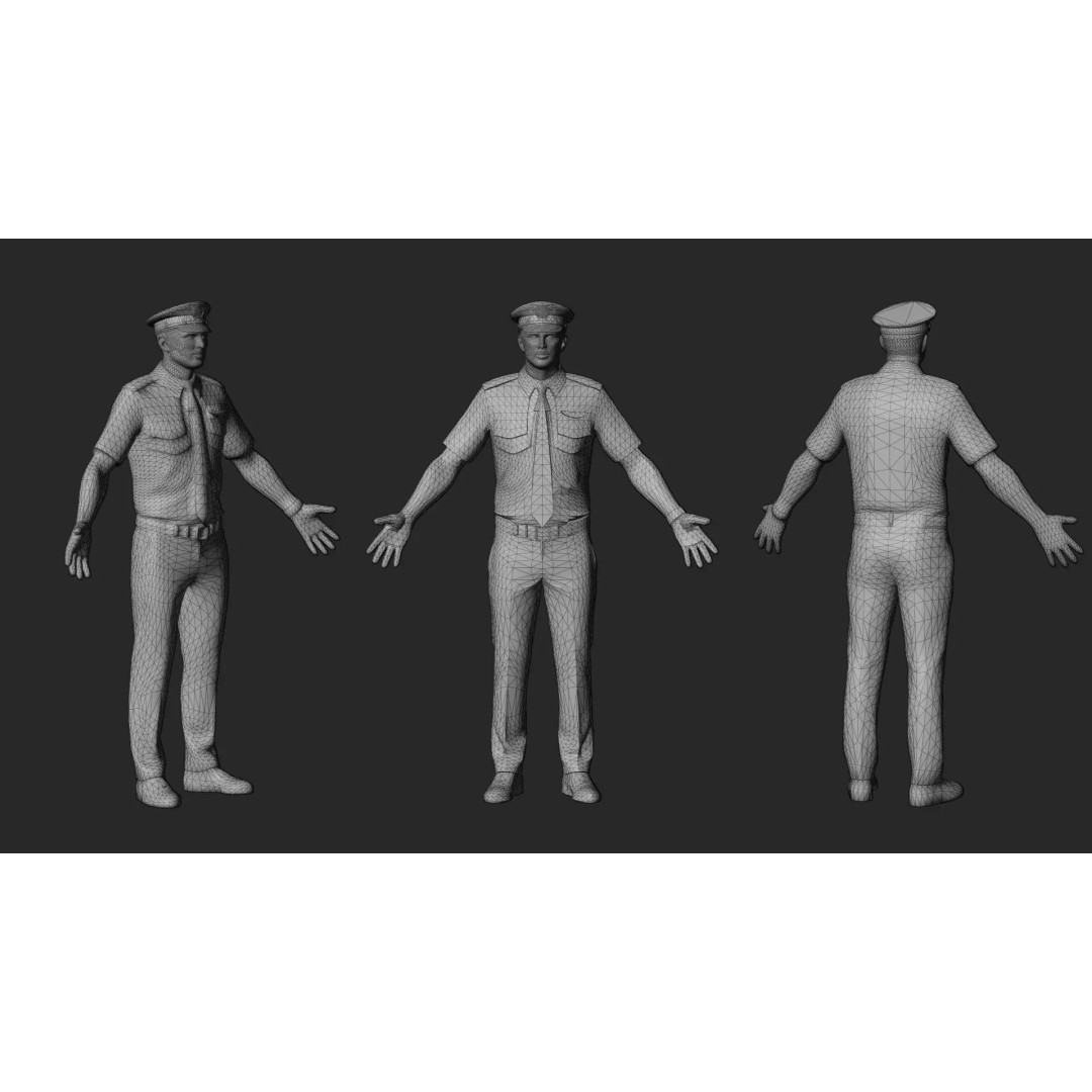 Commercial Airline Pilot Character 3D Model – Low Poly Rigged Game Asset, FBX, OBJ - View 5