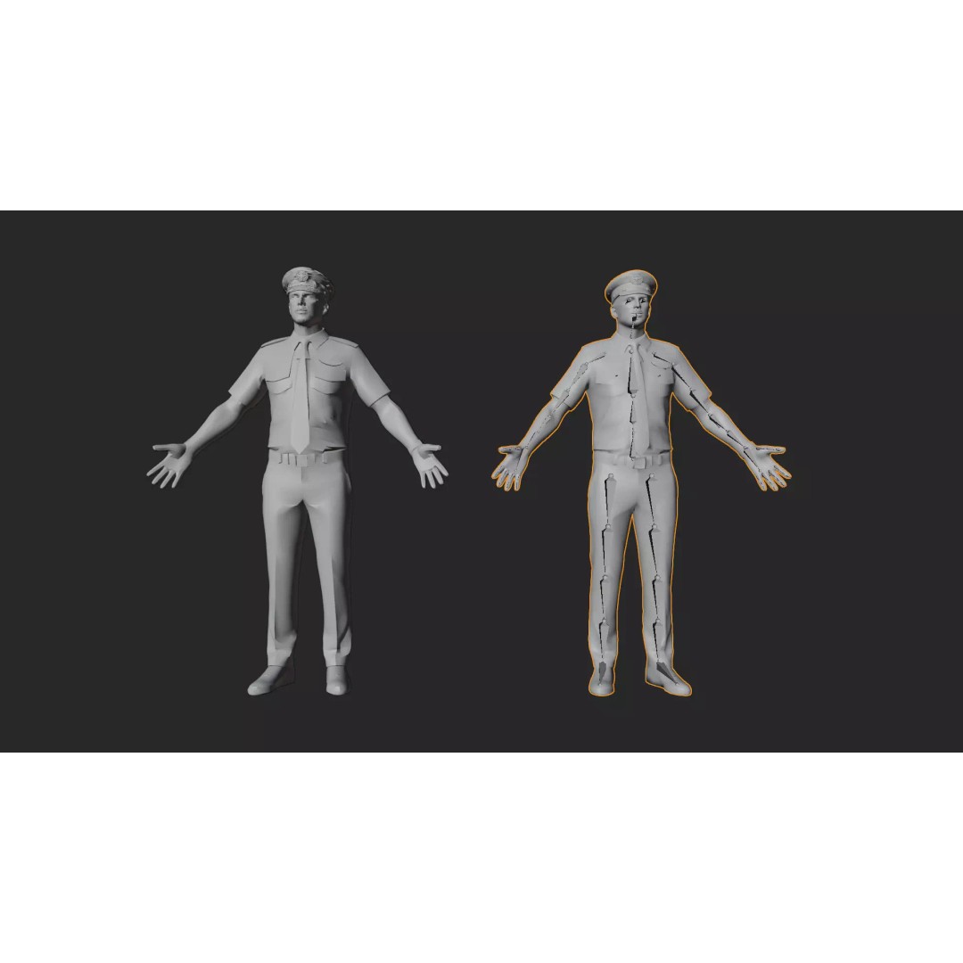Commercial Airline Pilot Character 3D Model – Low Poly Rigged Game Asset, FBX, OBJ - View 8
