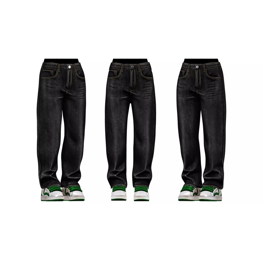 Male Baggy Denim Pants 3D Model – PBR Low Poly Game Asset, FBX