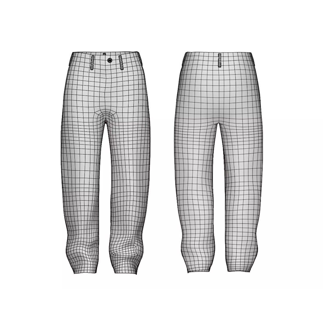 Male Baggy Denim Pants 3D Model – PBR Low Poly Game Asset, FBX - View 10