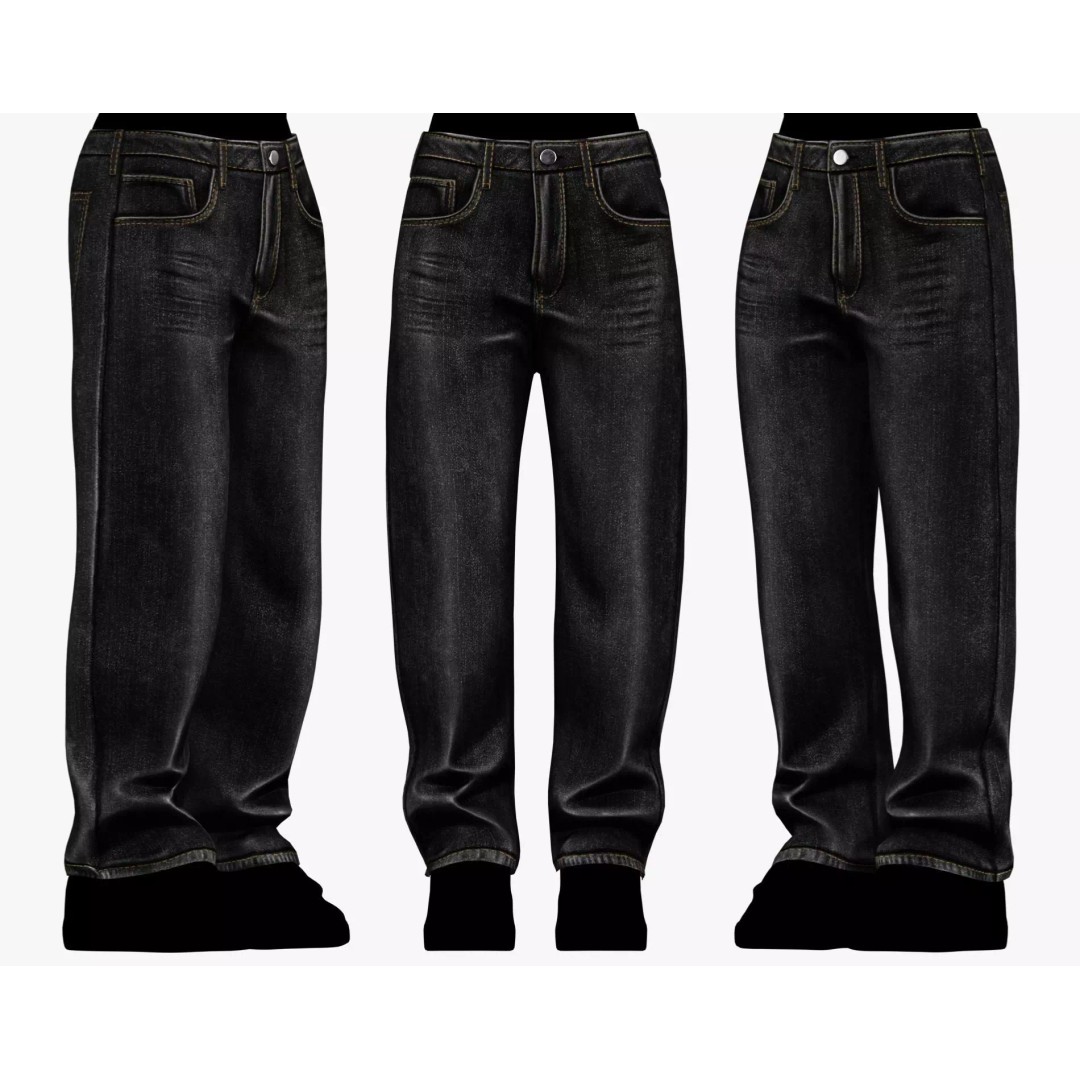Male Baggy Denim Pants 3D Model – PBR Low Poly Game Asset, FBX - View 2
