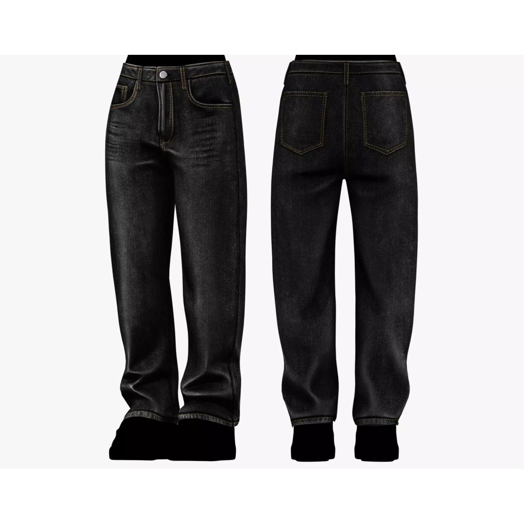 Male Baggy Denim Pants 3D Model – PBR Low Poly Game Asset, FBX - View 5