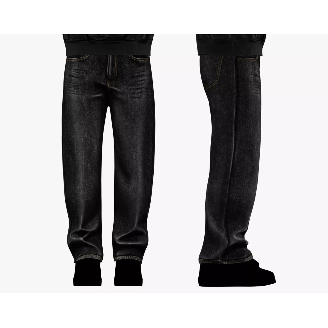 Male Baggy Denim Pants 3D Model – PBR Low Poly Game Asset, FBX - View 7