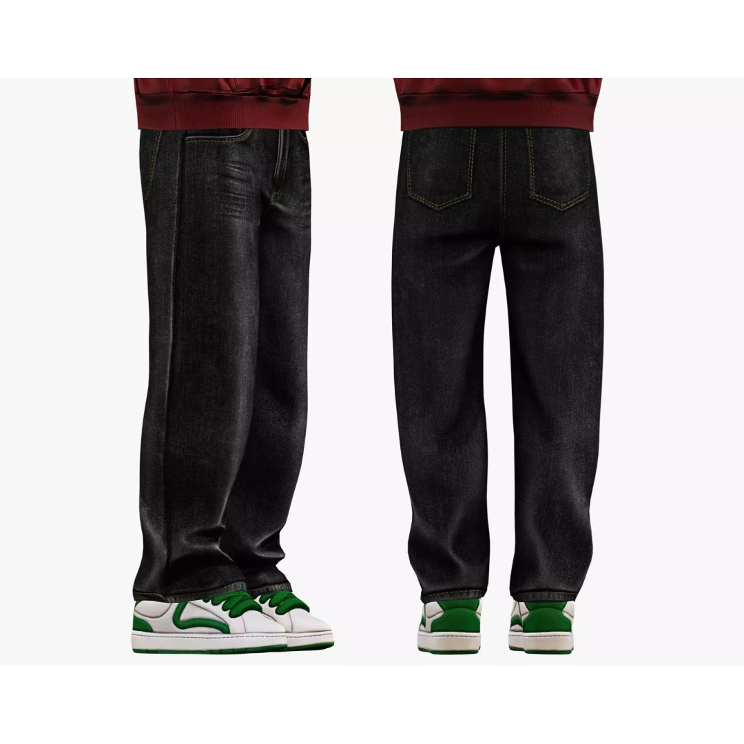Male Baggy Denim Pants 3D Model – PBR Low Poly Game Asset, FBX - View 8