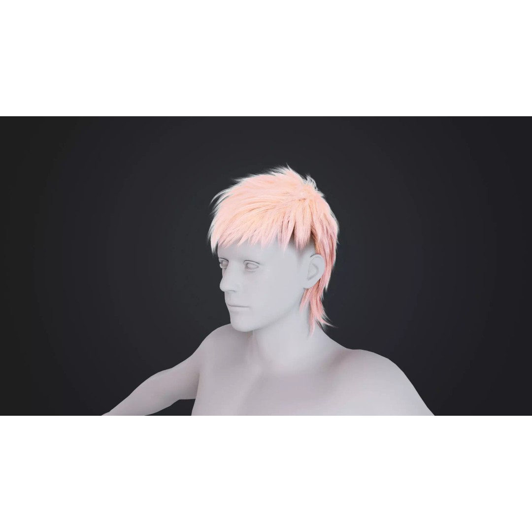 Realistic Male Hair 3D Model – Low Poly Hairstyle for Animation, FBX, OBJ - View 2