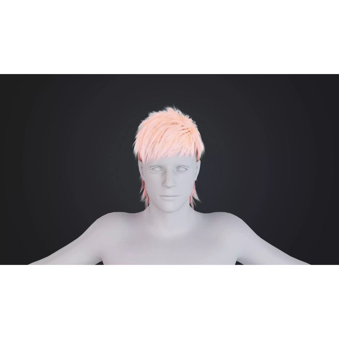 Realistic Male Hair 3D Model – Low Poly Hairstyle for Animation, FBX, OBJ - View 3