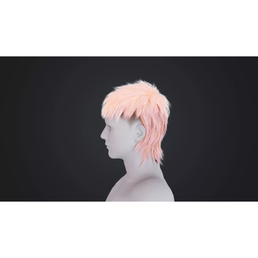 Realistic Male Hair 3D Model – Low Poly Hairstyle for Animation, FBX, OBJ - View 4