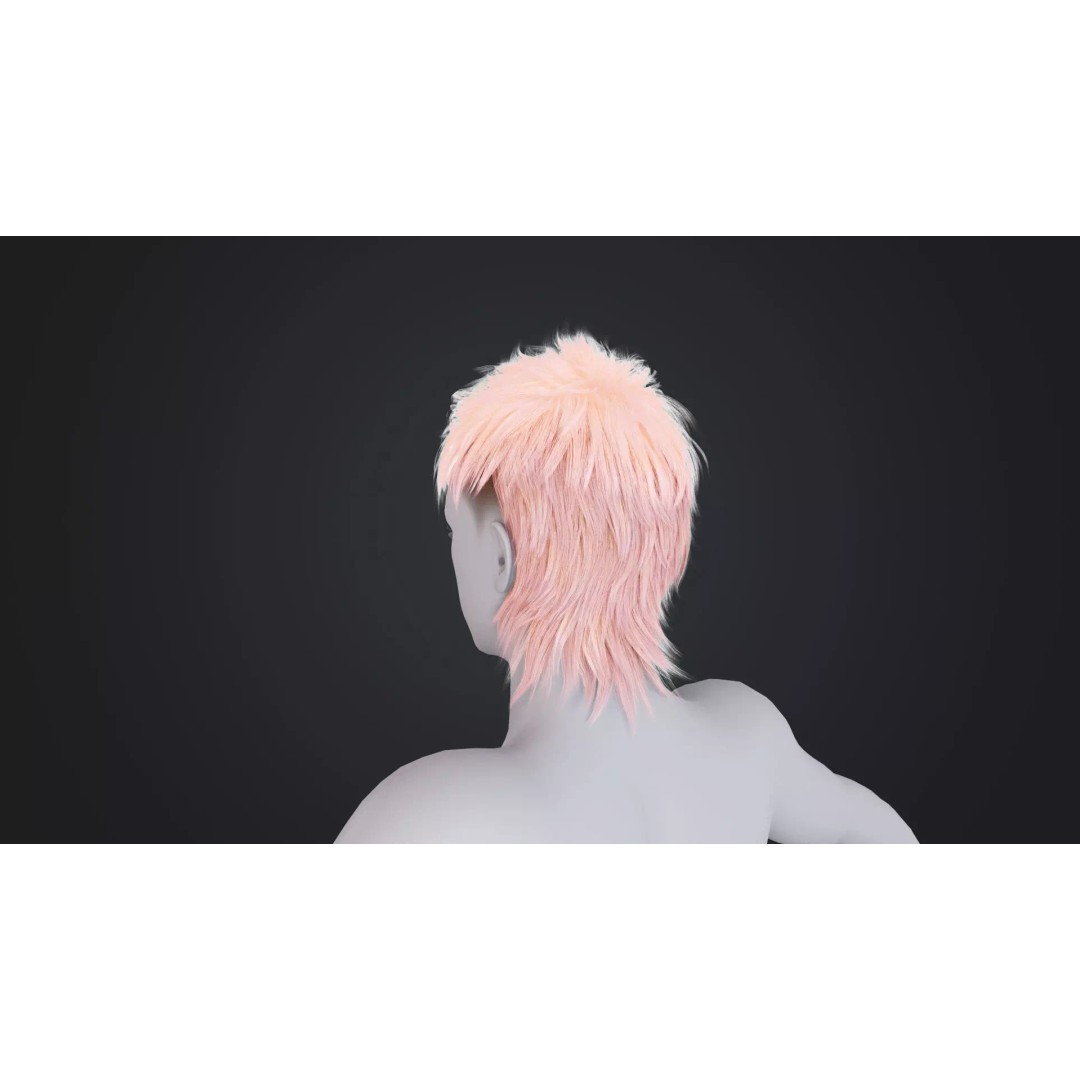Realistic Male Hair 3D Model – Low Poly Hairstyle for Animation, FBX, OBJ - View 5