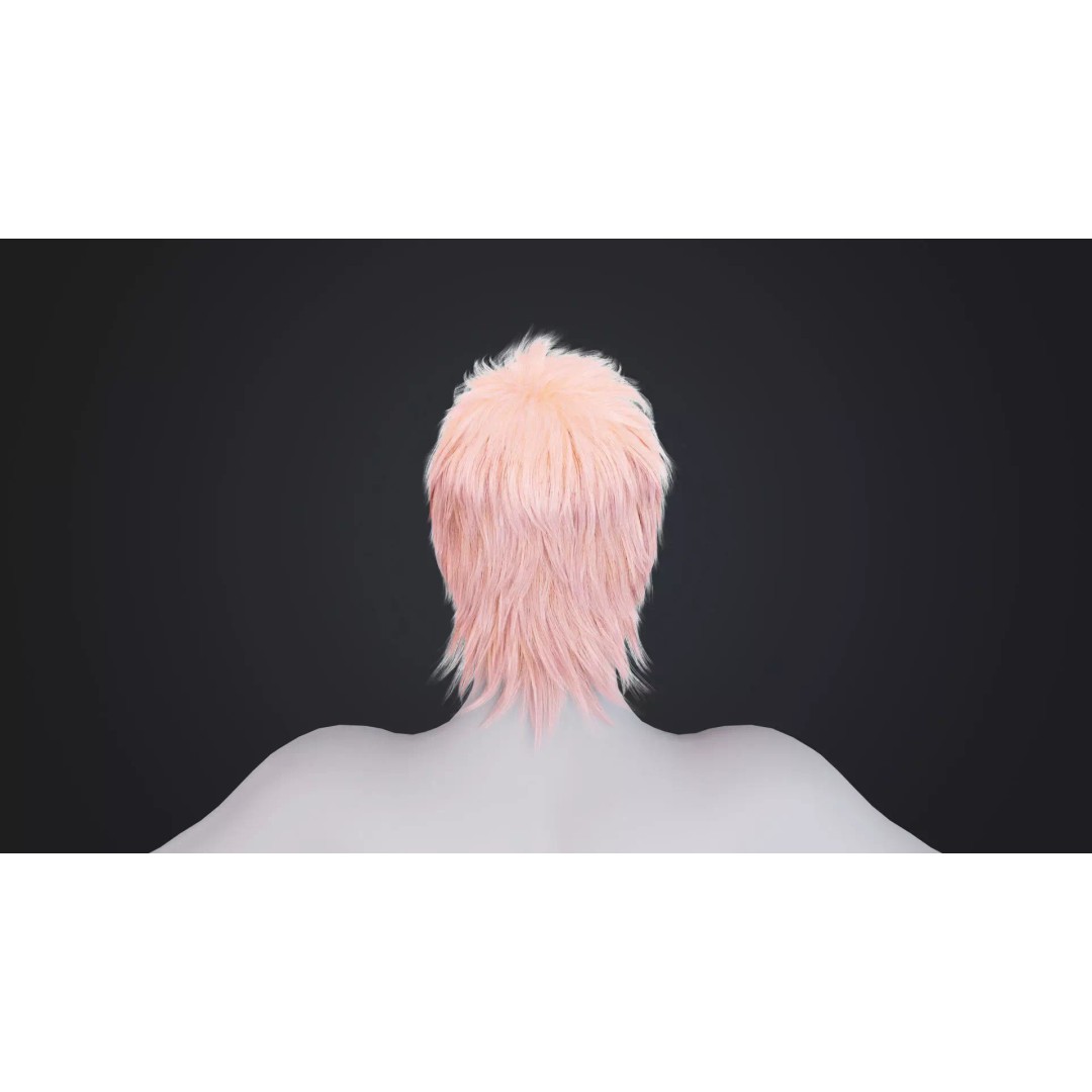 Realistic Male Hair 3D Model – Low Poly Hairstyle for Animation, FBX, OBJ - View 6